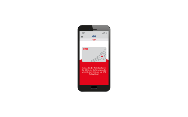 Application d'identification BKS
Smartphone avec carte de sécurité BKS NFC