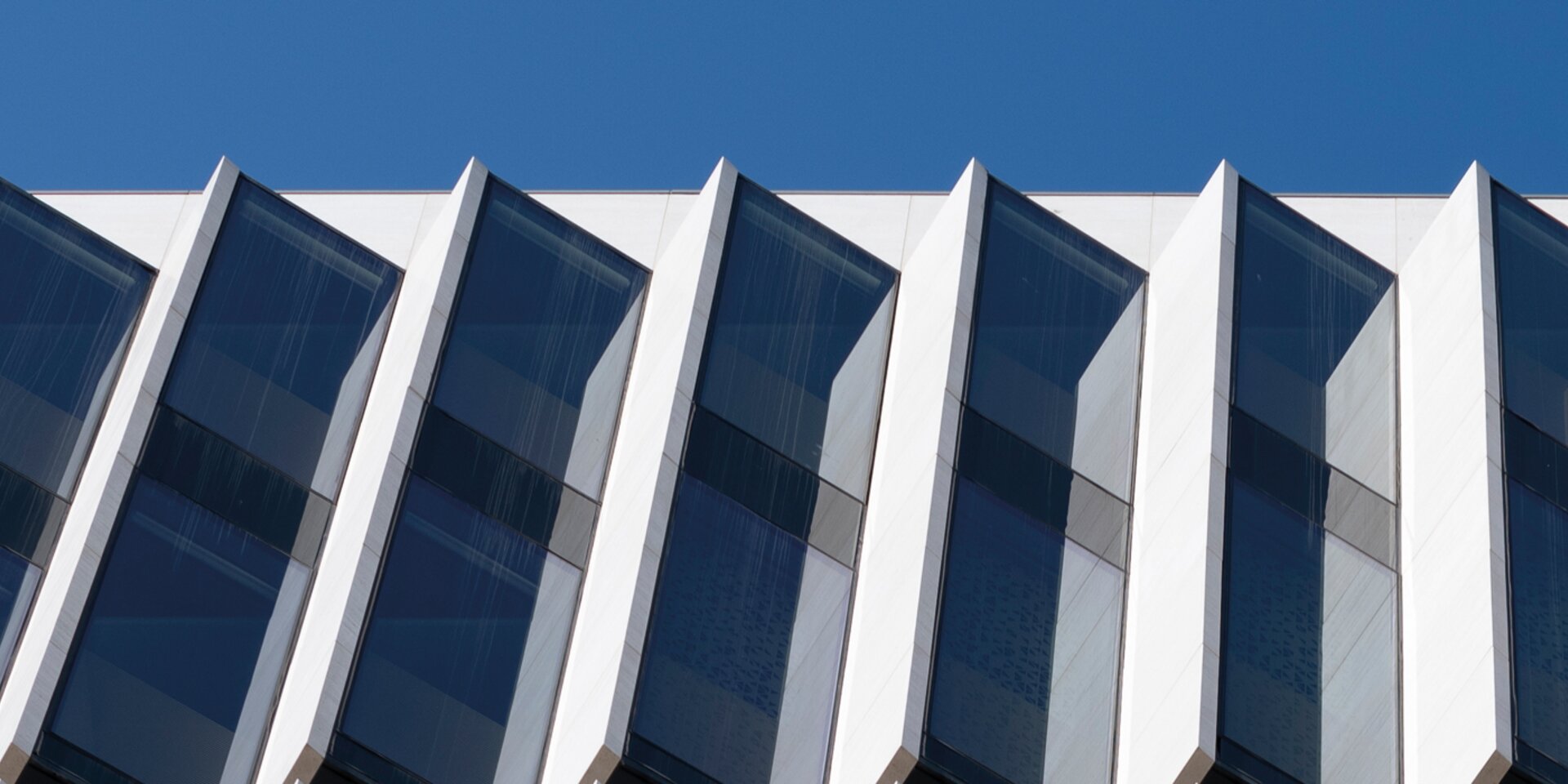 Bâtiment moderne avec une façade claire, devant un arrêt animé et la vie urbaine