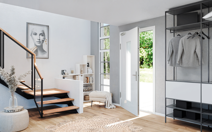 Porte d'entrée en PVC avec système de verrouillage GU SECURY EUROPA SH2, porte ouverte