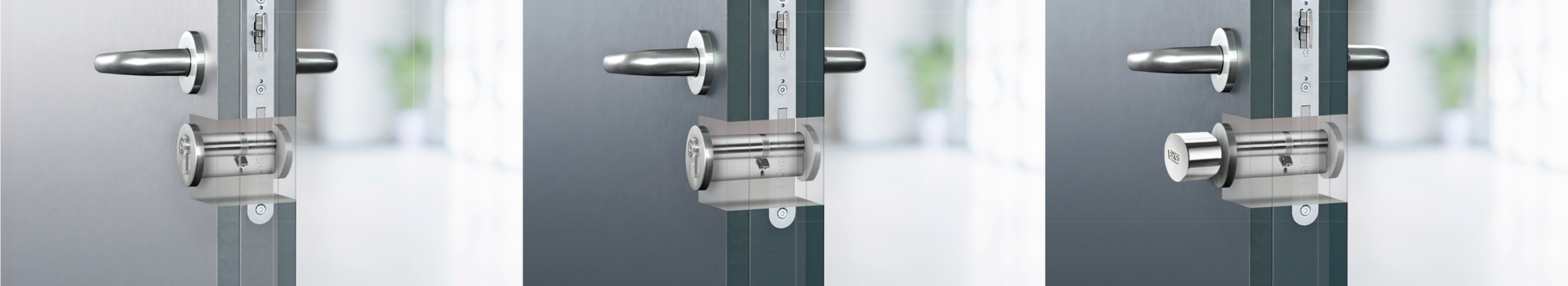 Systèmes de fermeture modulaires – représentation dans différentes situations de porte
