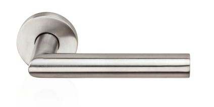 Modèle de béquille BELCANTO – béquille de porte avec rosace ronde – finition acier inoxydable mat