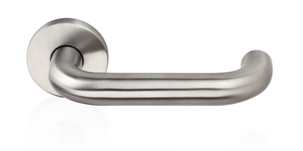 Modèle de béquille RONDO – béquille de porte avec rosace ronde – finition acier inoxydable brossé